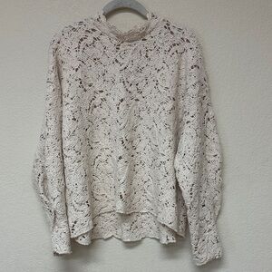 Zara Cream Lace Sweater - Crew Neck